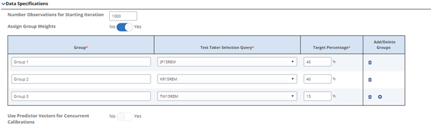 Calibration - data specifications